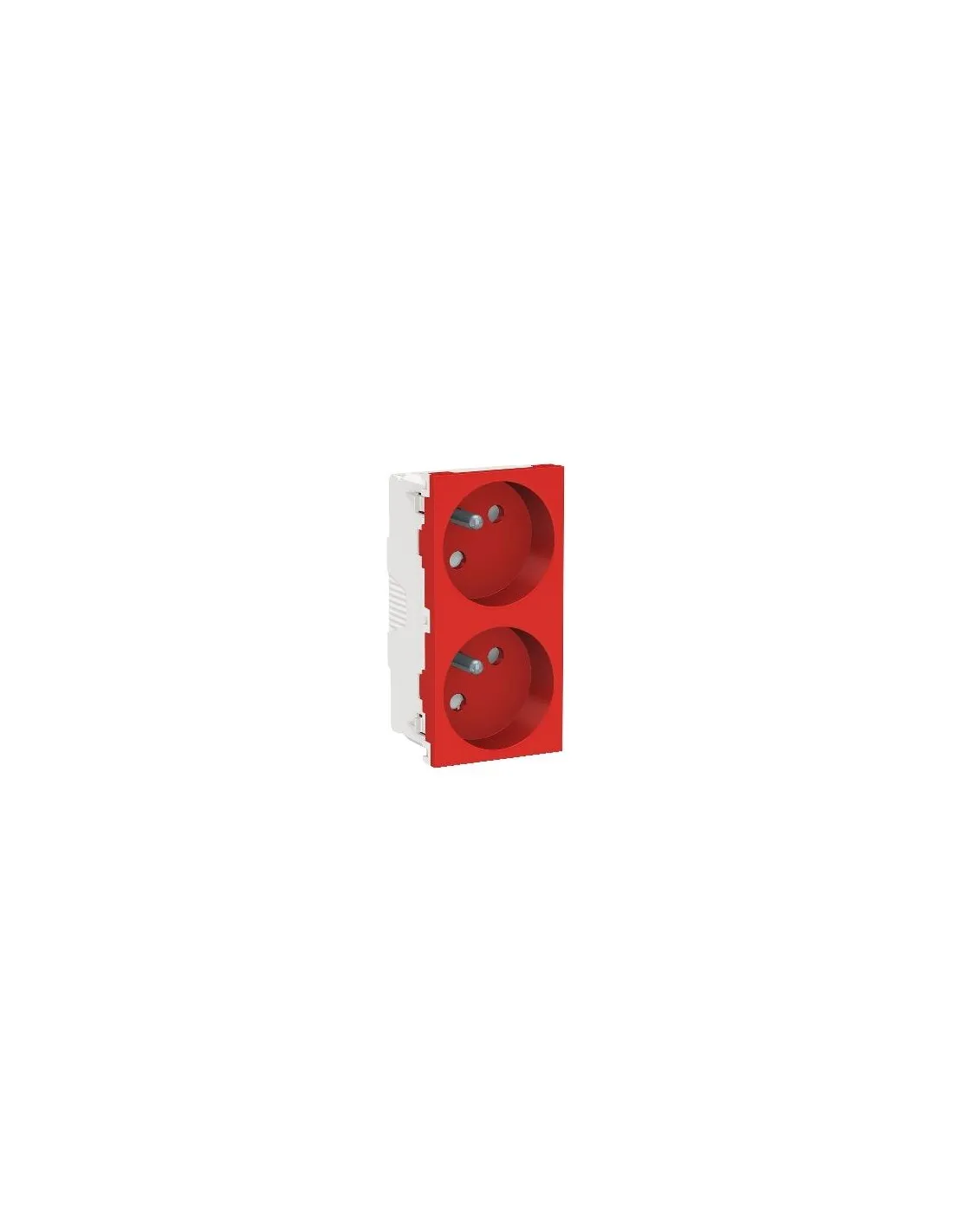 Unica prise double 2P+T FR 45° connexion rapide Rouge méca seul SCHNEIDER NU306903