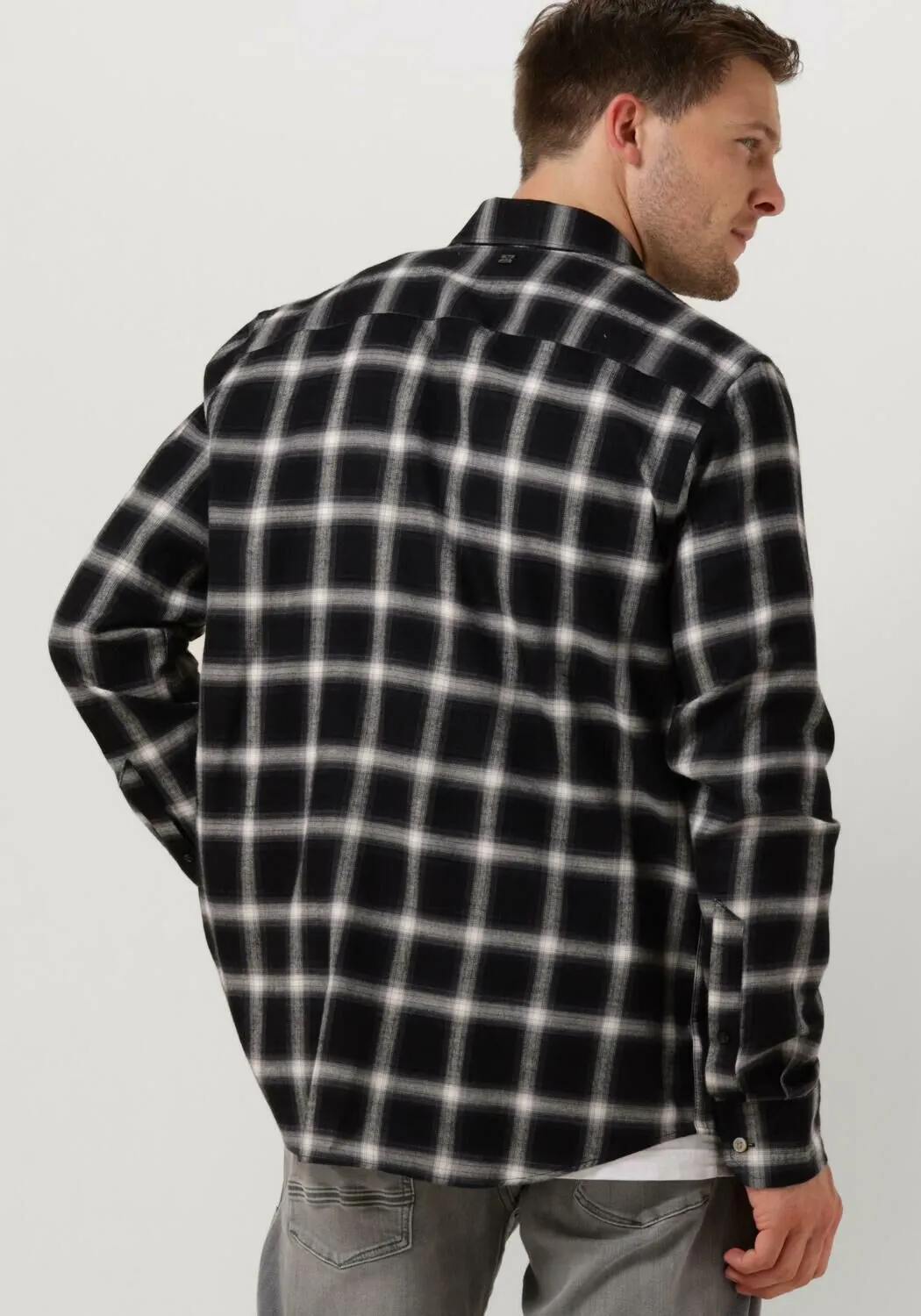vanguard surchemise long sleeve shirt check viscose cotton blend en gris